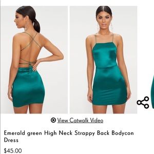 Emerald Green Strappy Back Bodycon Dress